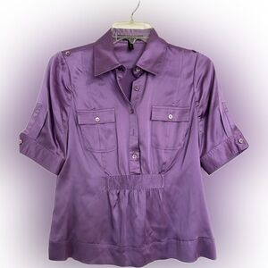 BCBGMaxAzria Satin Purple Blouse